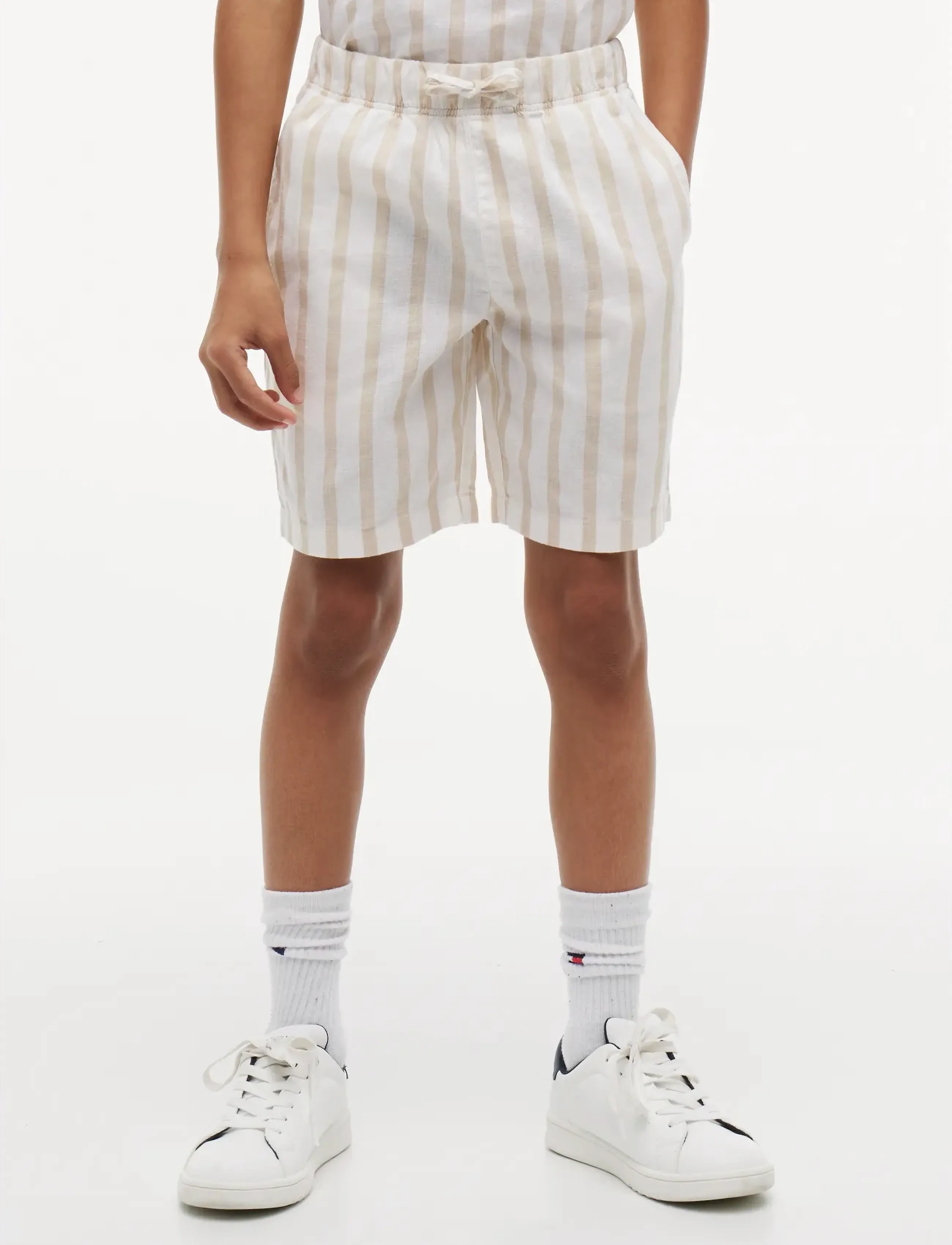 Tommy Hilfiger RELAXED LINEN BLEND STRIPE SHORT - Shorts - CLASSIC BEIGE STRIPE / beige