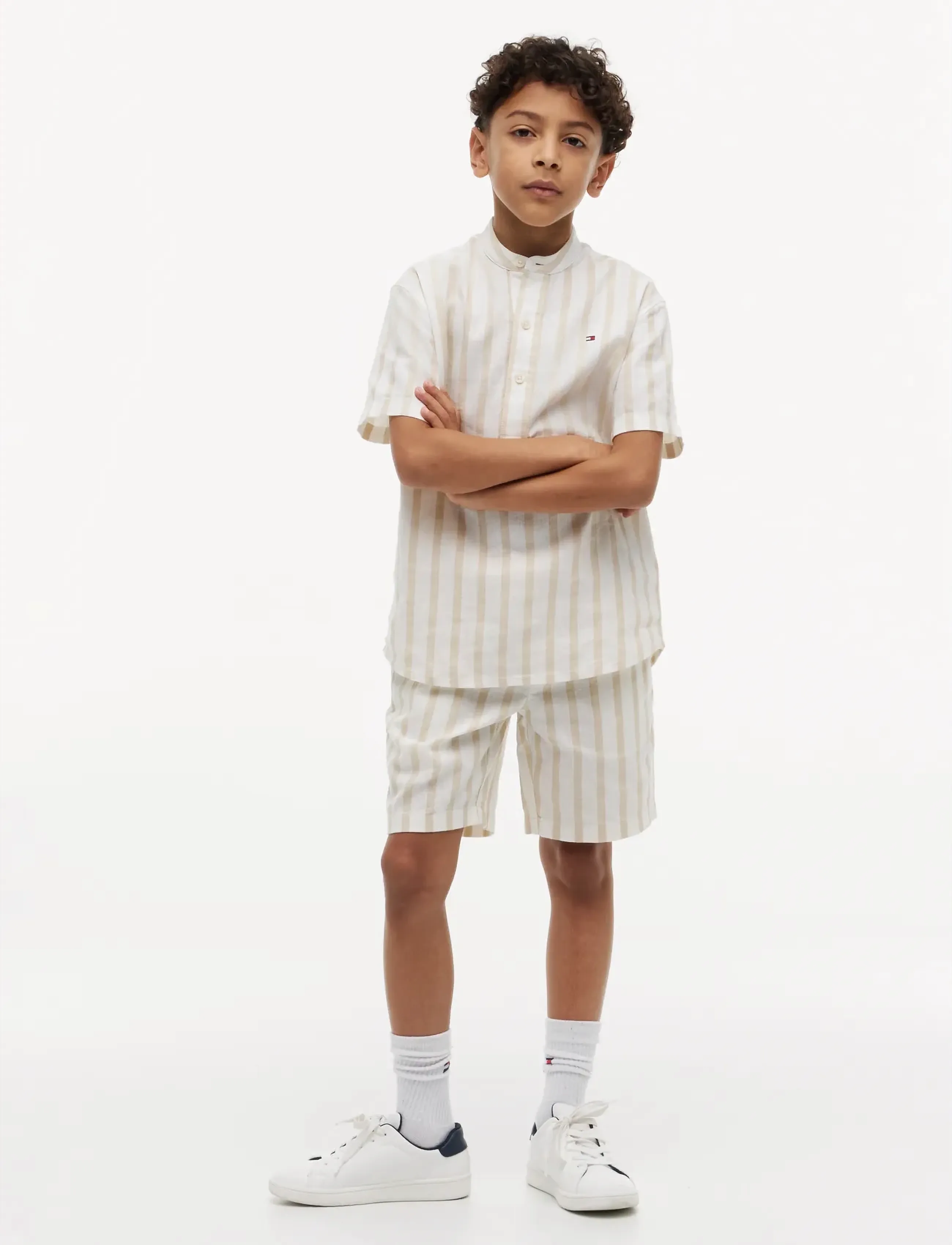 Tommy Hilfiger - RELAXED LINEN BLEND STRIPE SHORT - casual shorts - classic beige stripe - 3