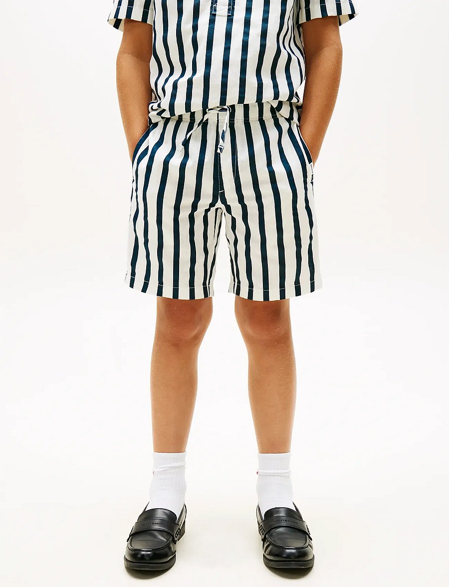 Tommy Hilfiger - RELAXED LINEN BLEND STRIPE SHORT - casual shorts - dark night navy stripe - 0
