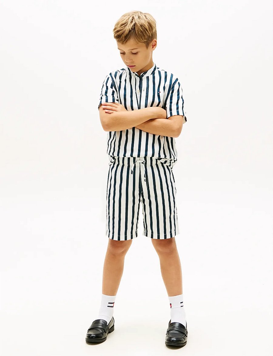 Tommy Hilfiger - RELAXED LINEN BLEND STRIPE SHORT - casual shorts - dark night navy stripe - 3