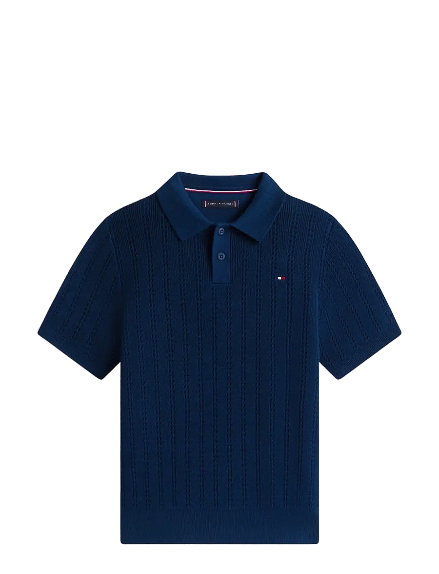 Tommy Hilfiger - OPEN STITCH POLO SWEATER SS - kortærmede poloer - dark night navy - 1