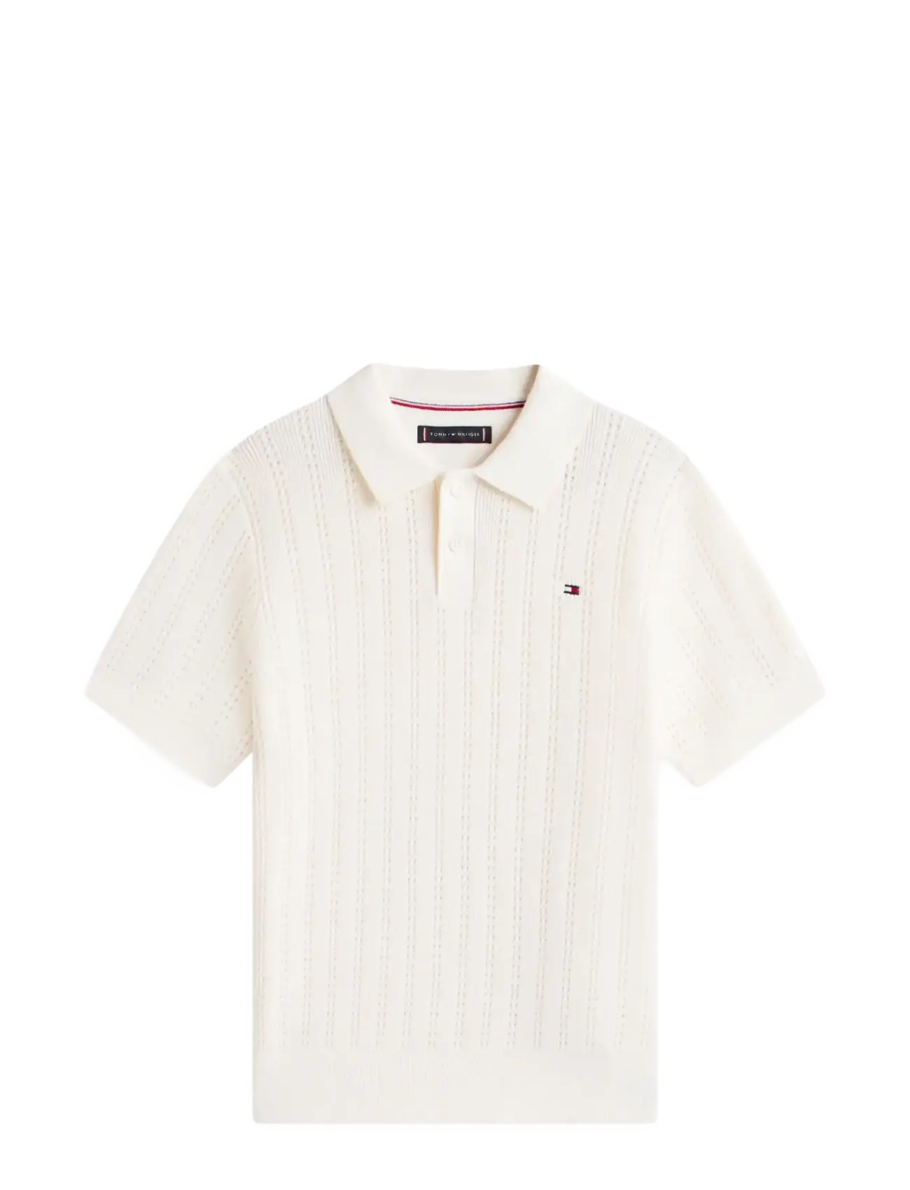 Tommy Hilfiger OPEN STITCH POLO SWEATER SS - Tøj - IVORY SILK / cream