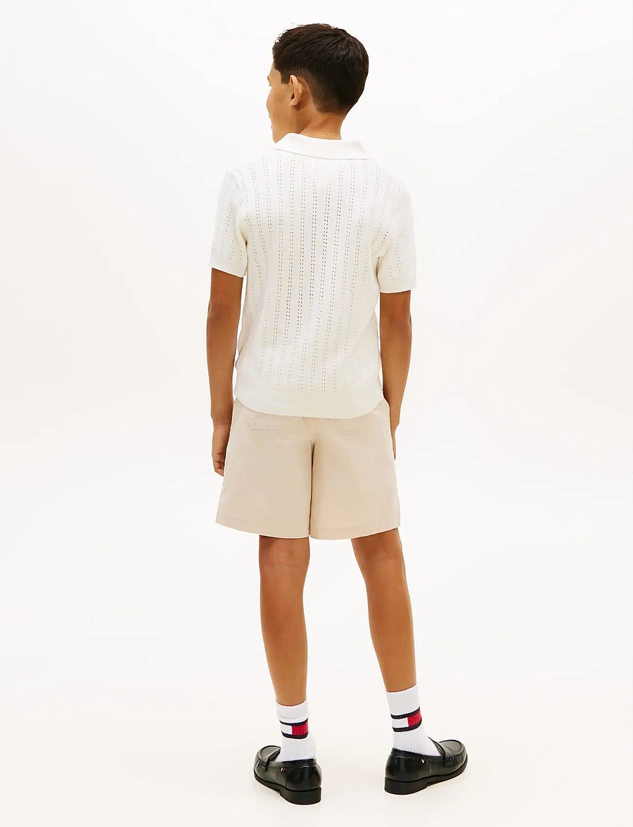 Tommy Hilfiger - OPEN STITCH POLO SWEATER SS - kortærmede poloer - ivory silk - 2