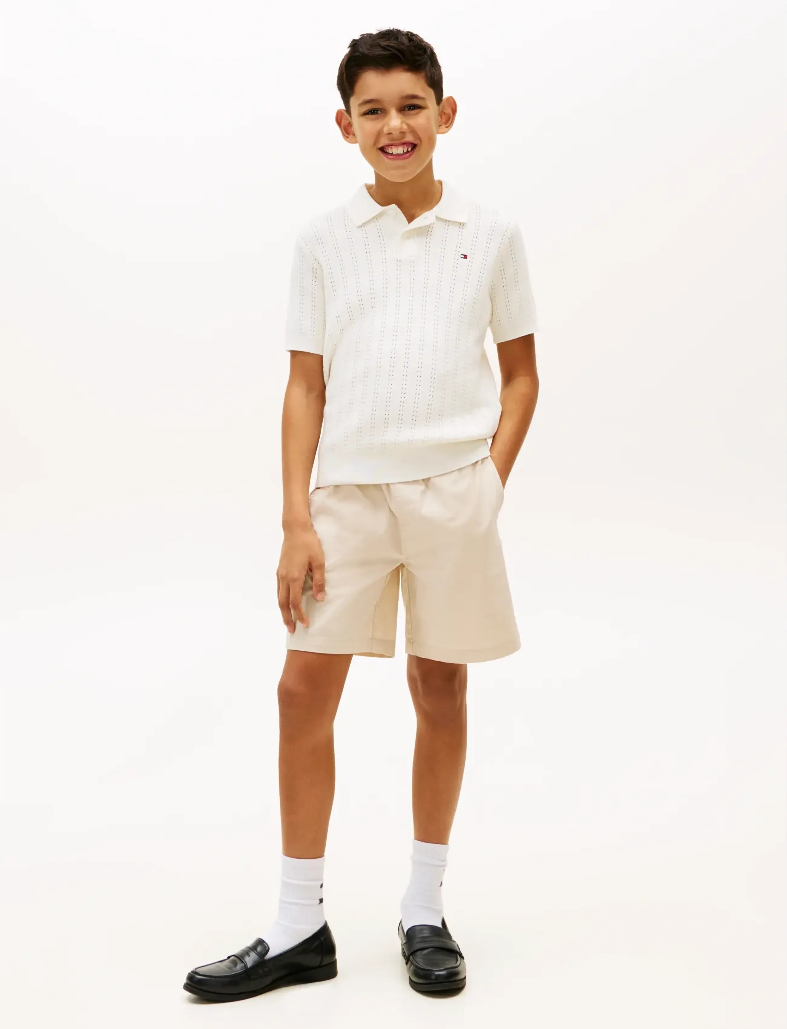 Tommy Hilfiger - OPEN STITCH POLO SWEATER SS - kortærmede poloer - ivory silk - 3