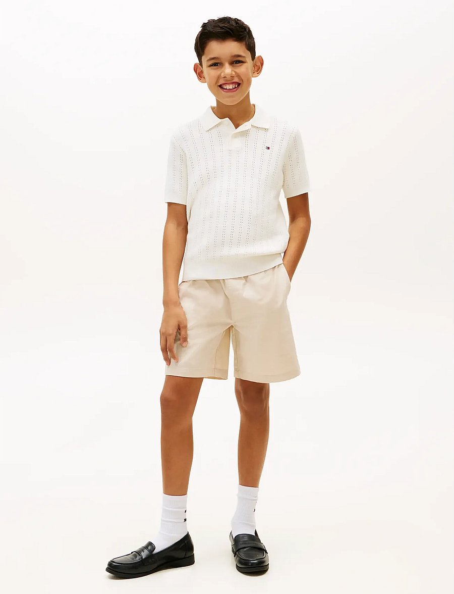 Tommy Hilfiger - OPEN STITCH POLO SWEATER SS - kortærmede poloer - ivory silk - 3