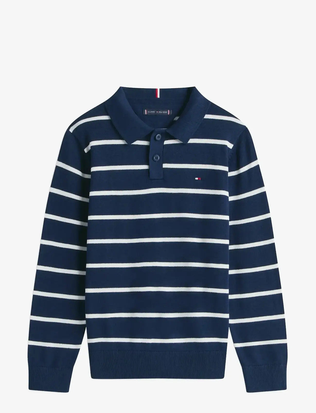 Tommy Hilfiger - POLO COLLAR SWEATER LS - langærmede poloer - dark night navy stripe - 1