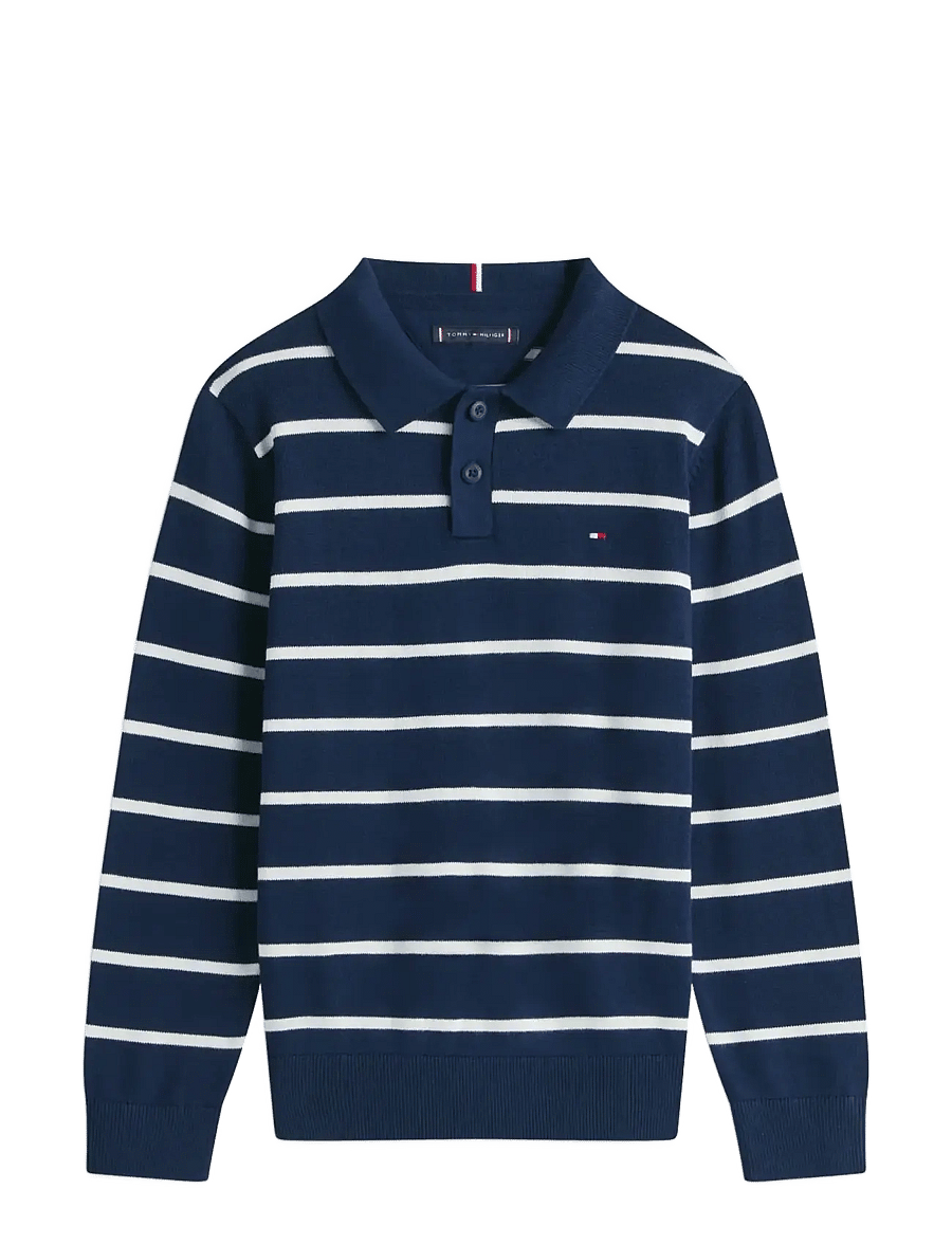 Tommy Hilfiger - POLO COLLAR SWEATER LS - långärmade pikéer - dark night navy stripe - 1
