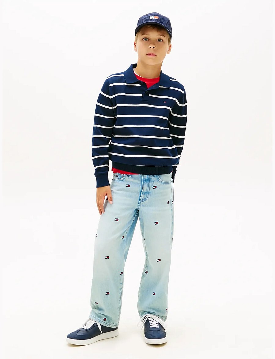 Tommy Hilfiger - POLO COLLAR SWEATER LS - långärmade pikéer - dark night navy stripe - 3