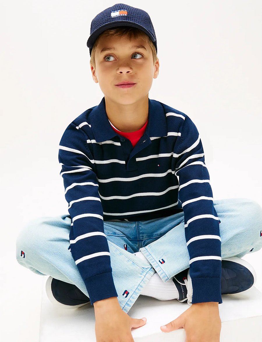 Tommy Hilfiger - POLO COLLAR SWEATER LS - långärmade pikéer - dark night navy stripe - 4