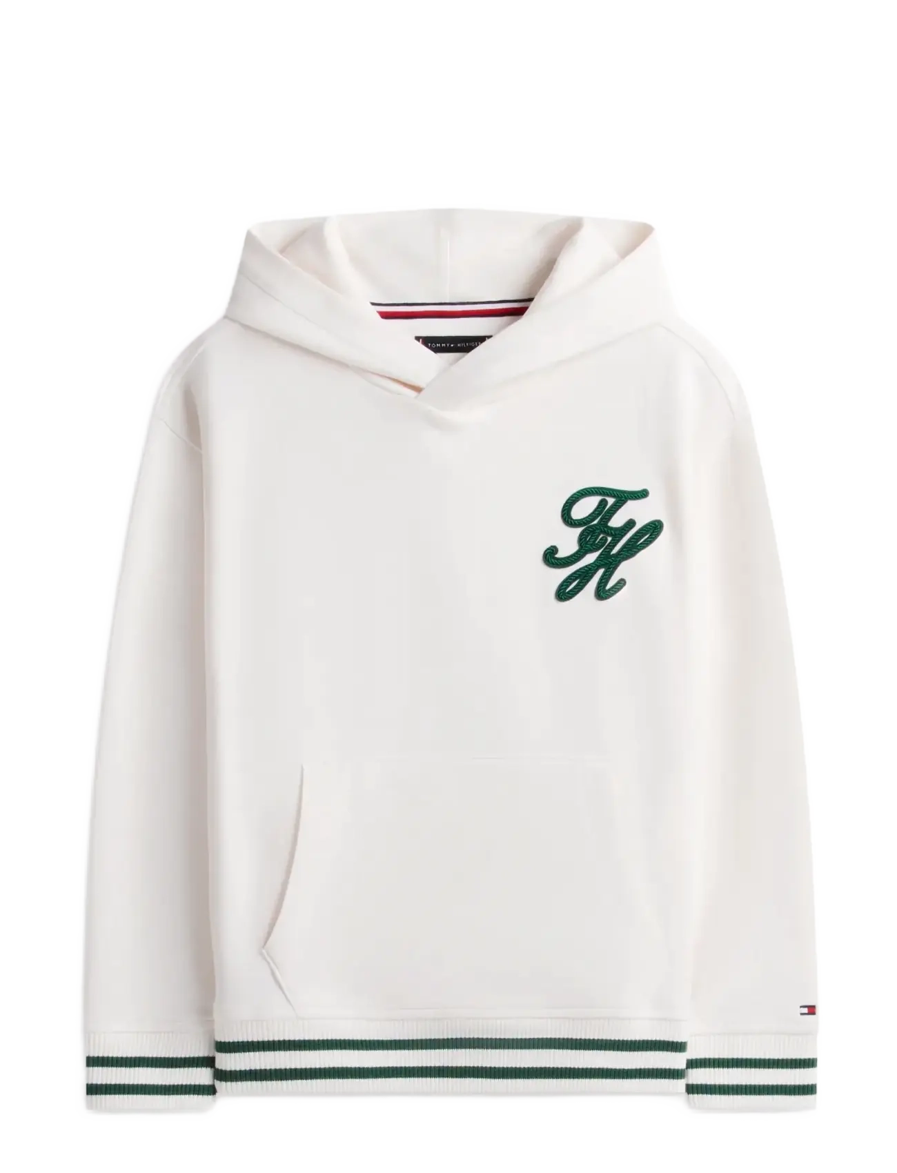 Tommy Hilfiger TH SCRIPT GRAPHIC HOODIE - 4 for 3 - ANCIENT WHITE / green
