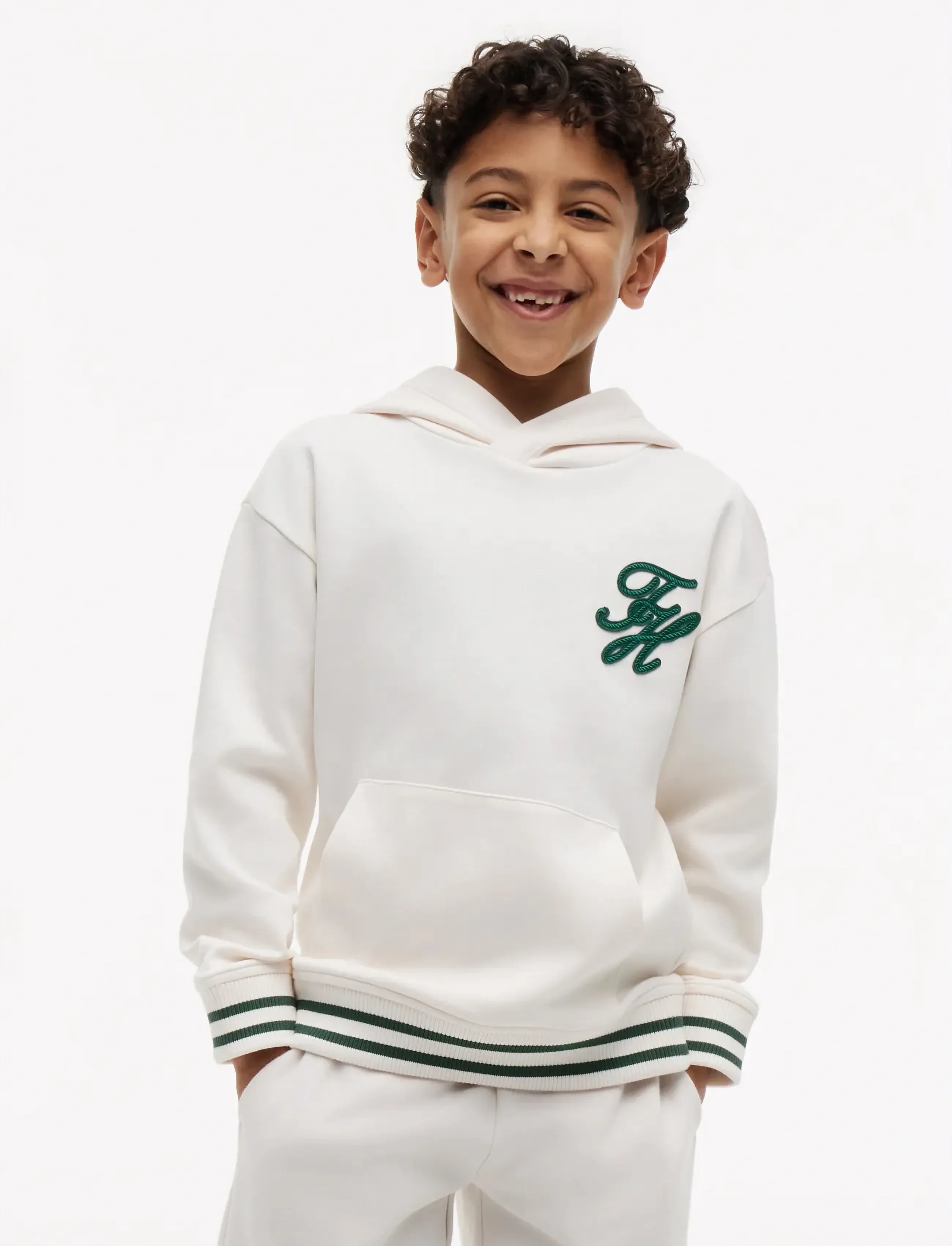 Tommy Hilfiger TH SCRIPT GRAPHIC HOODIE - Oberteile - ANCIENT WHITE / green