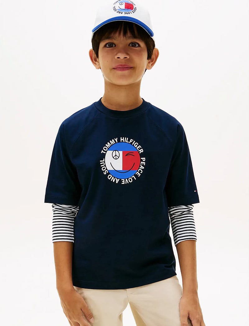 Tommy Hilfiger - FUN FLAG GRAPHIC T-SHIRT - lühikeste varrukatega t-särgid - dark night navy - 0