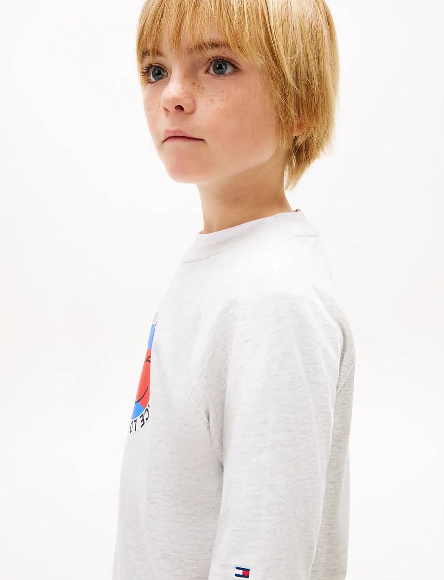 Tommy Hilfiger - FUN FLAG GRAPHIC T-SHIRT - kurzärmelige - light grey heather - 4