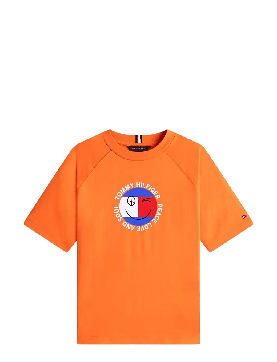 Tommy Hilfiger - FUN FLAG GRAPHIC T-SHIRT - kortærmede t-shirts - lush orange - 1