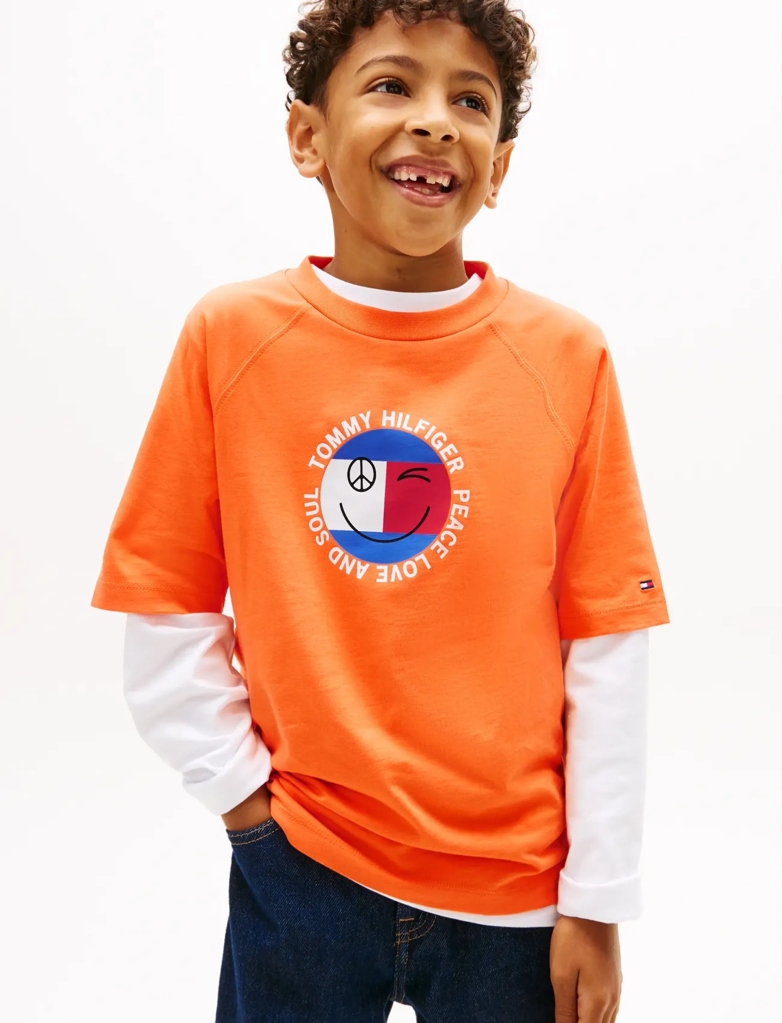 Tommy Hilfiger Fun Flag Graphic T-Shirt, 152, T-shirts, Orange - Short-sleeved, Kinder