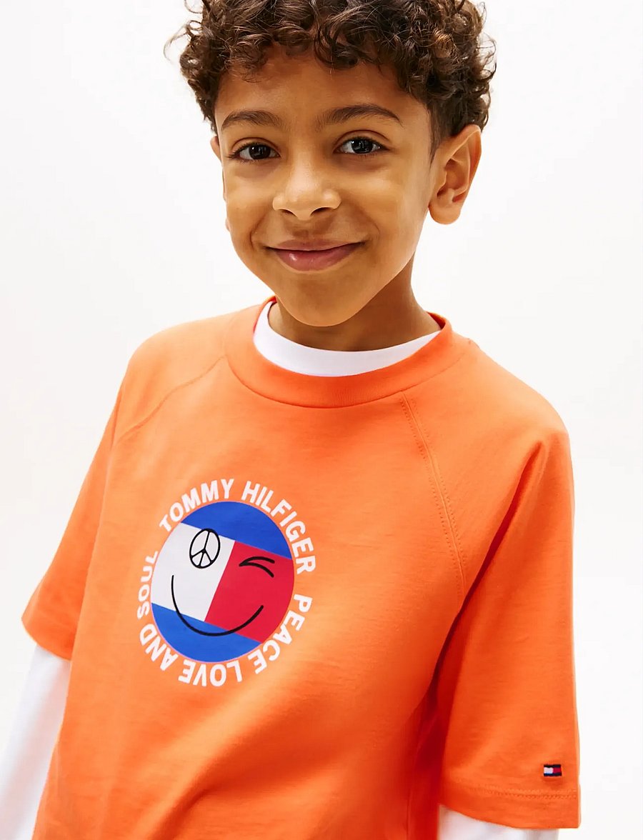 Tommy Hilfiger - FUN FLAG GRAPHIC T-SHIRT - kortærmede t-shirts - lush orange - 4