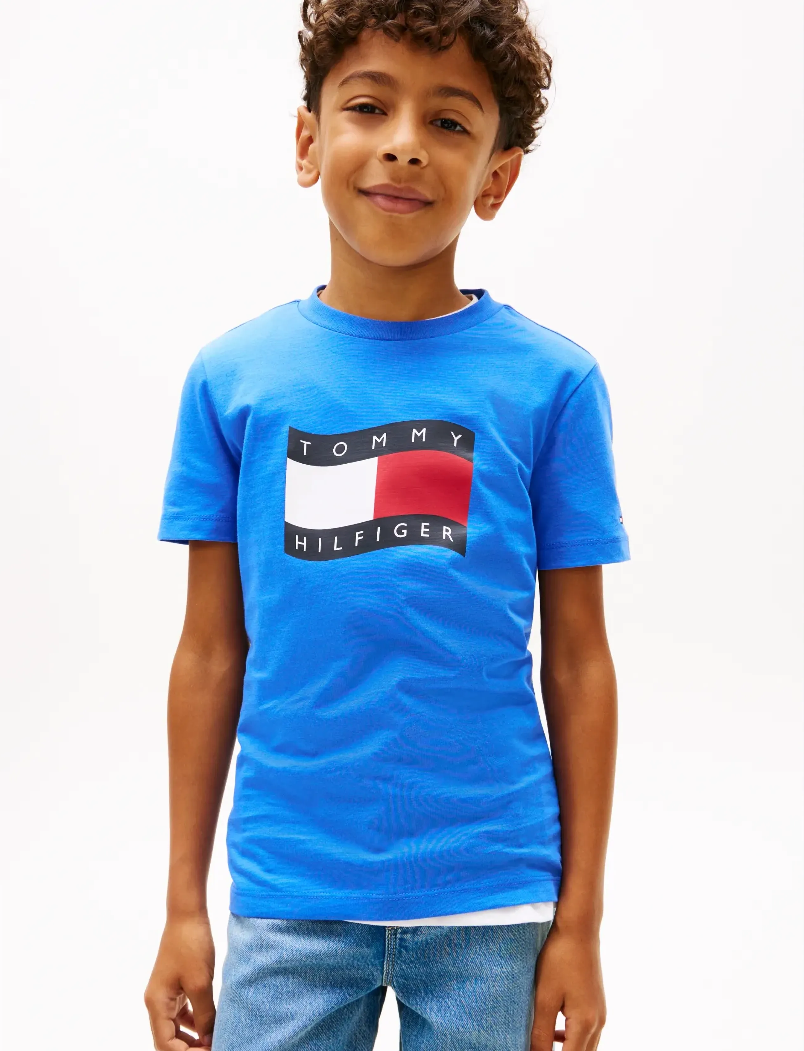Tommy Hilfiger Wavy Flag T-Shirt, 152, T-shirts, Blau - Short-sleeved, Kinder
