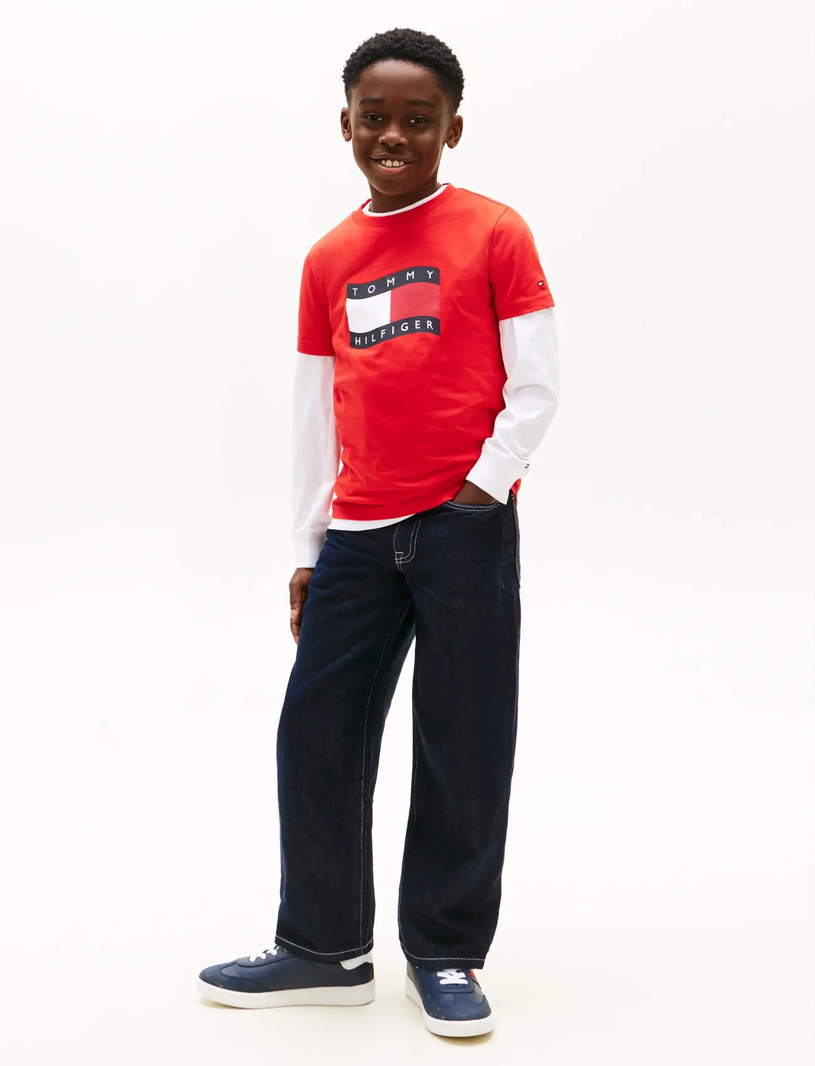 Tommy Hilfiger - WAVY FLAG T-SHIRT - stutterma bolir - rapid red - 3