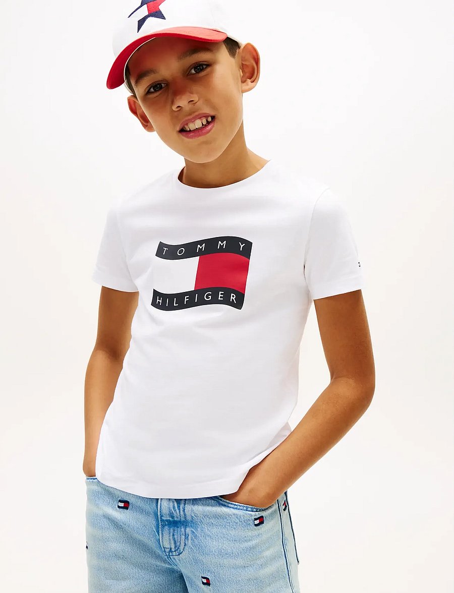 Tommy Hilfiger - WAVY FLAG T-SHIRT - kurzärmelige - white - 0