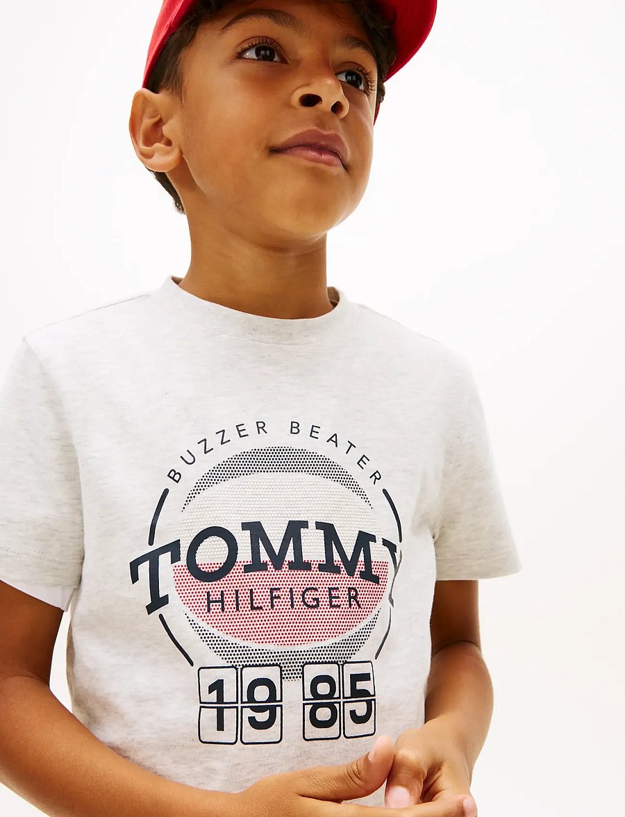 Tommy Hilfiger - BASKETBALL GRAPHIC T-SHIRT - kortärmade t-shirts - light grey heather - 4