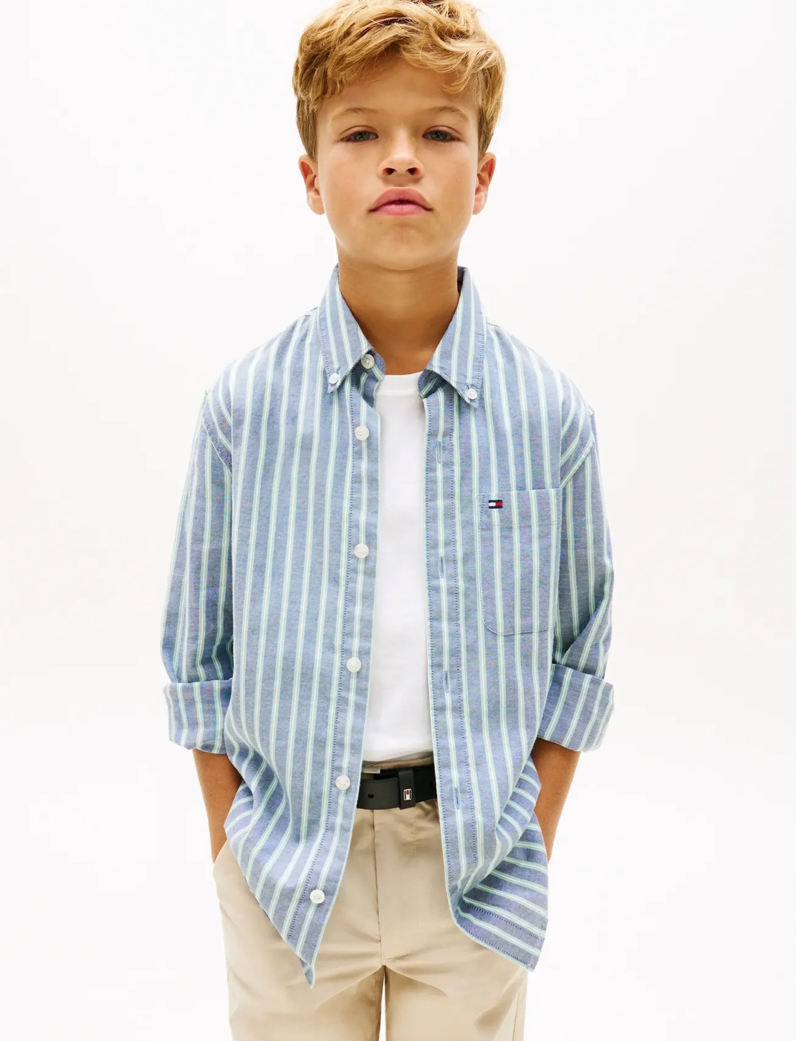 Tommy Hilfiger FLEX ITHACA MULTISTRIPE SHIRT LS - Tøj - DARK NIGHT NAVY / blue