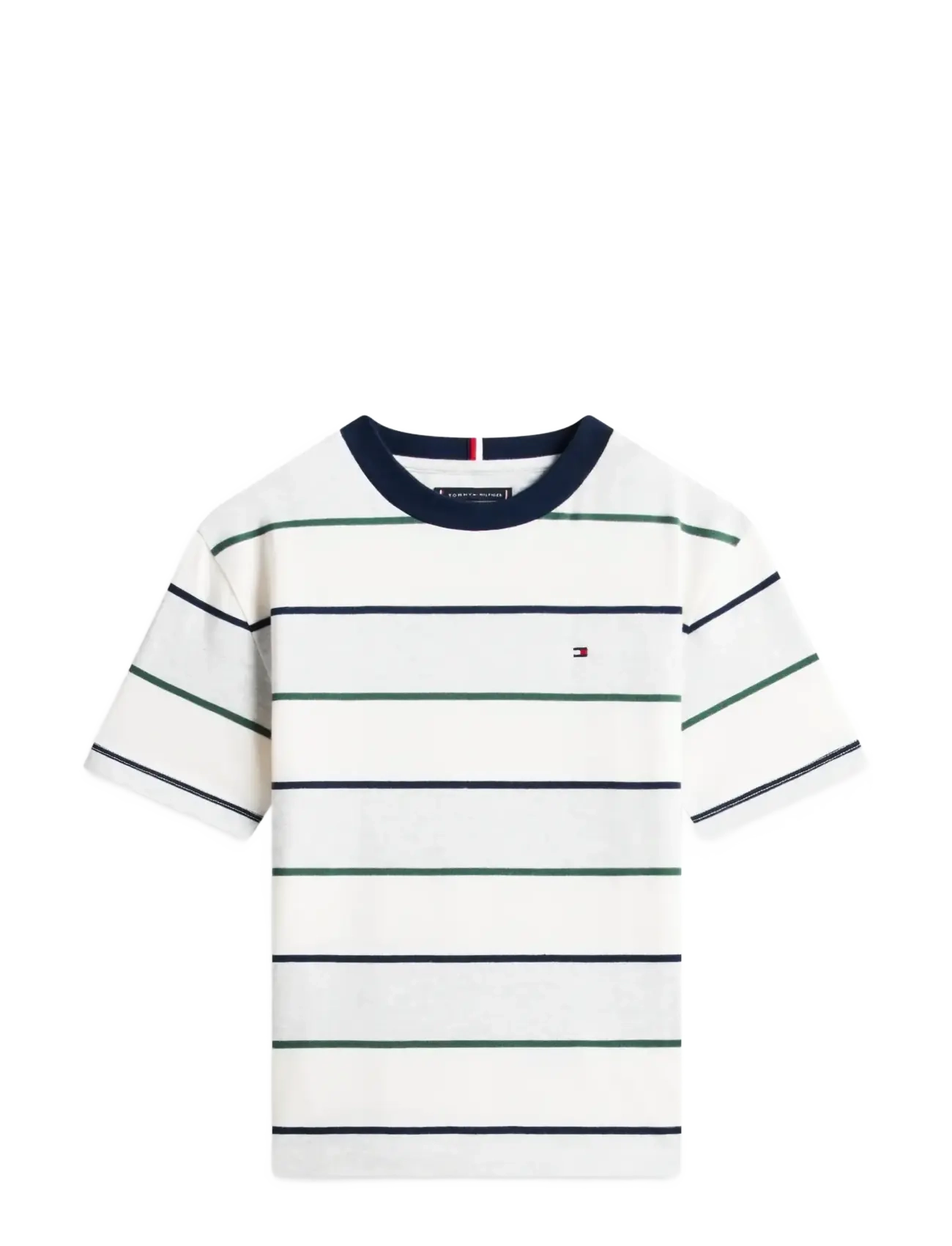 Tommy Hilfiger RUGBY STRIPE T-SHIRT SS - Tommy Hilfiger - LIGHT GREY HTR MULTI STRIPE / navy