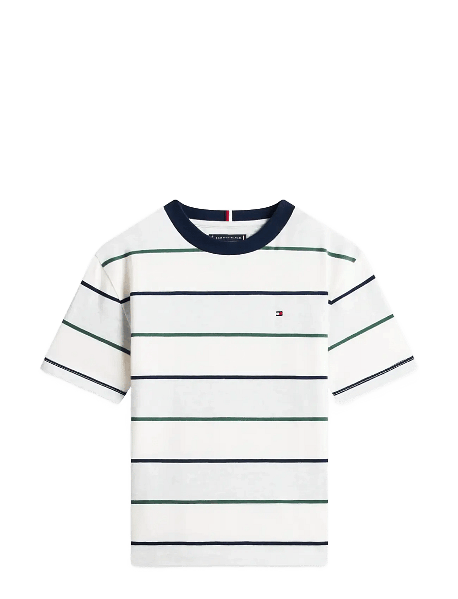 Tommy Hilfiger - RUGBY STRIPE T-SHIRT SS - kurzärmelige - light grey htr multi stripe - 1