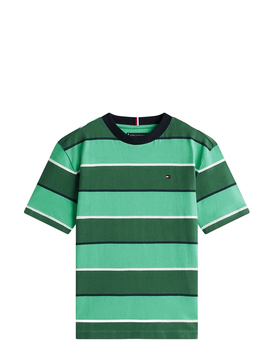 Tommy Hilfiger - RUGBY STRIPE T-SHIRT SS - lyhythihaiset t-paidat - bahama green stripe - 1