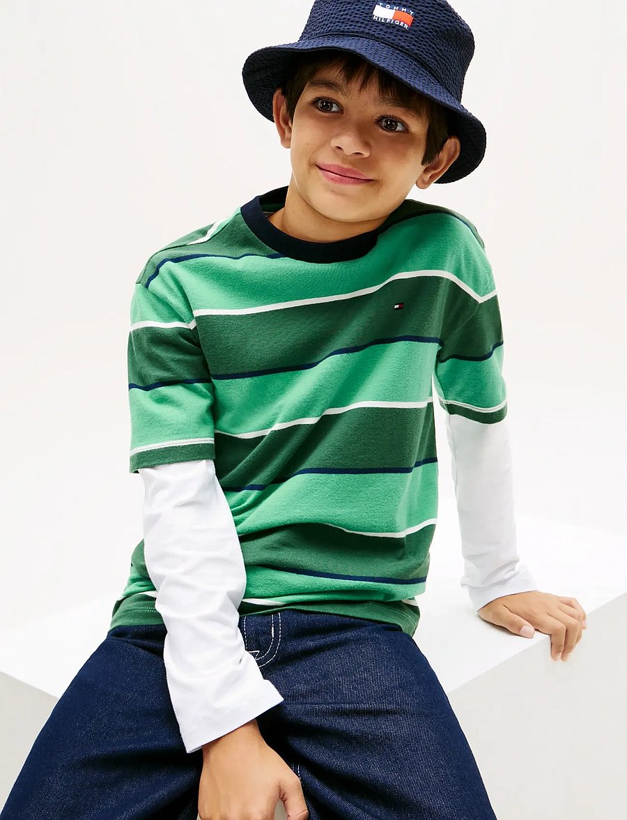 Tommy Hilfiger - RUGBY STRIPE T-SHIRT SS - lyhythihaiset t-paidat - bahama green stripe - 4