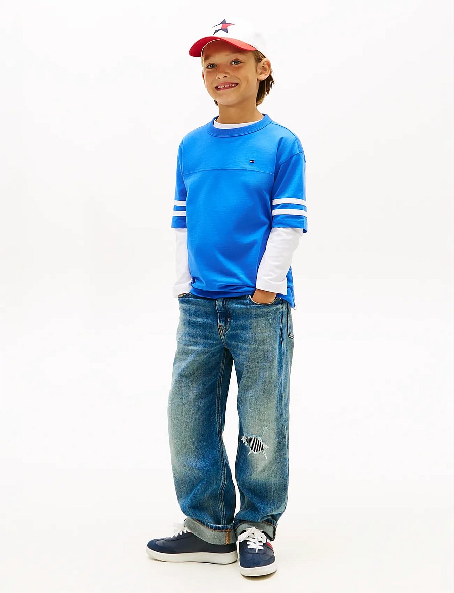 Tommy Hilfiger - VARSITY STRIPES T-SHIRT SS - kortärmade t-shirts - empire blue - 3