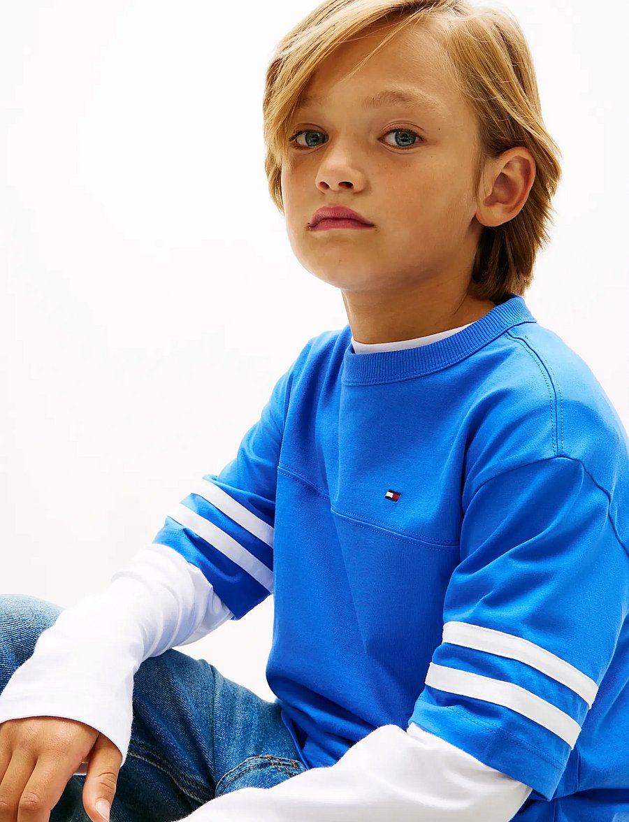 Tommy Hilfiger - VARSITY STRIPES T-SHIRT SS - kortärmade t-shirts - empire blue - 4