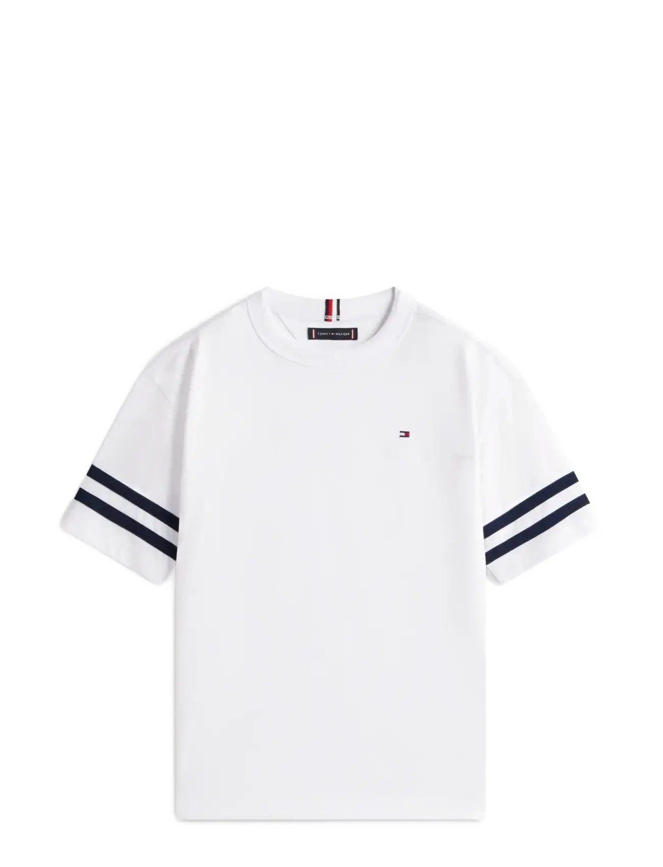 Tommy Hilfiger VARSITY STRIPES T-SHIRT SS - Overdele - WHITE / white