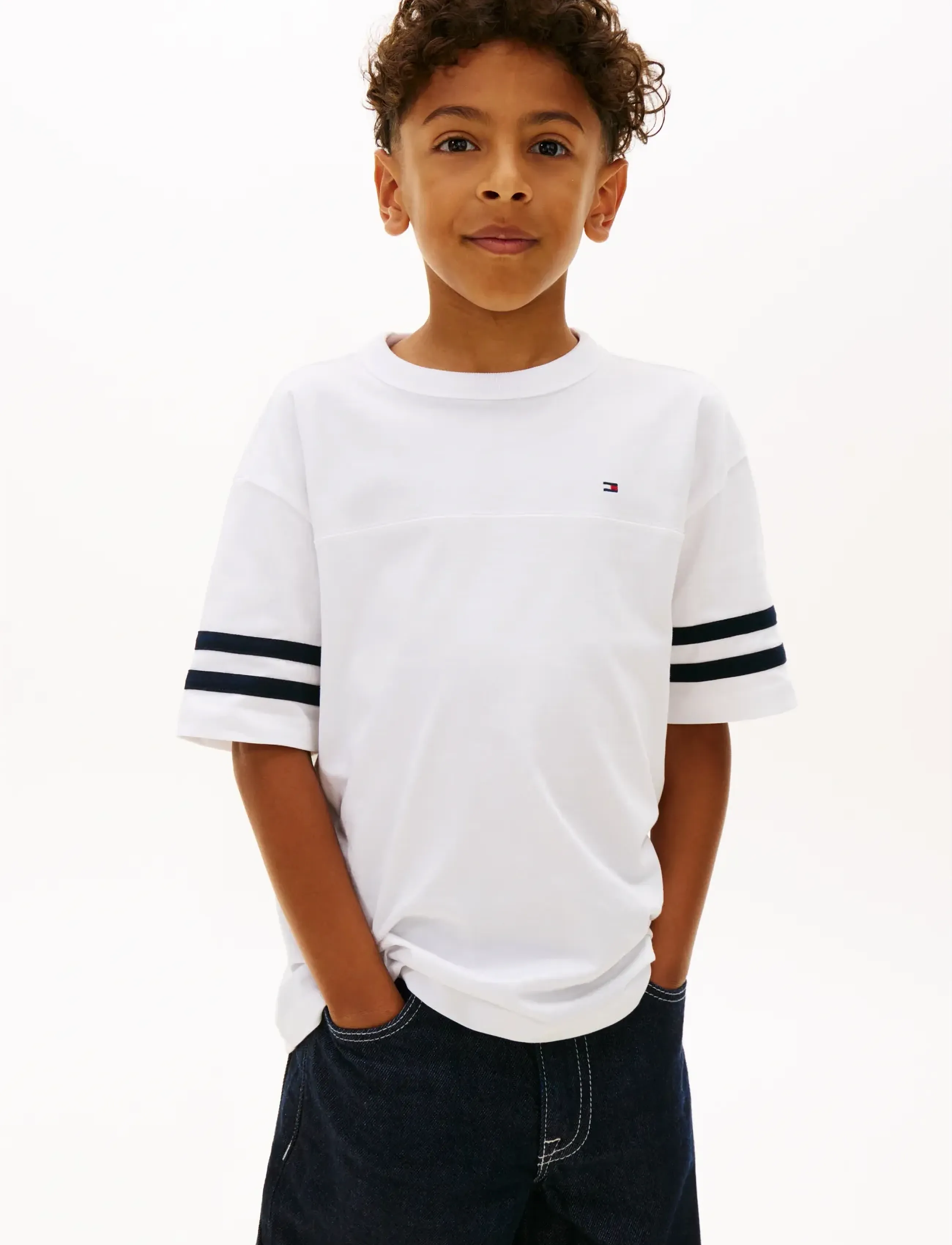 Tommy Hilfiger VARSITY STRIPES T-SHIRT SS - T-shirts - WHITE / white