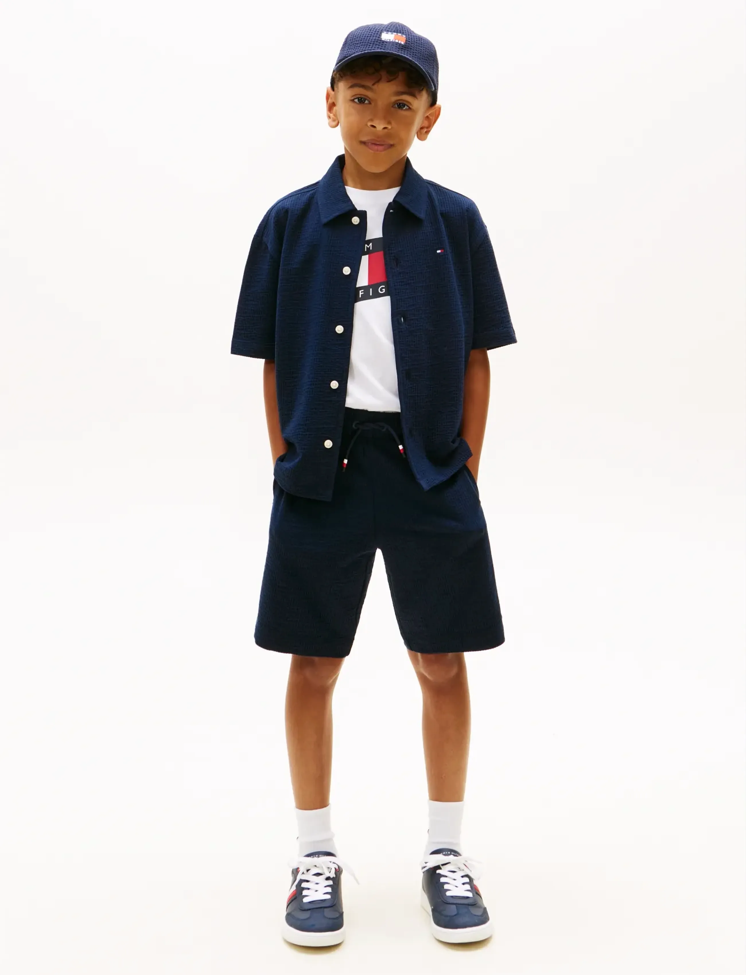 Tommy Hilfiger - JERSEY SEERSUCKER SWEATSHORT - sweat shorts - dark night navy - 3
