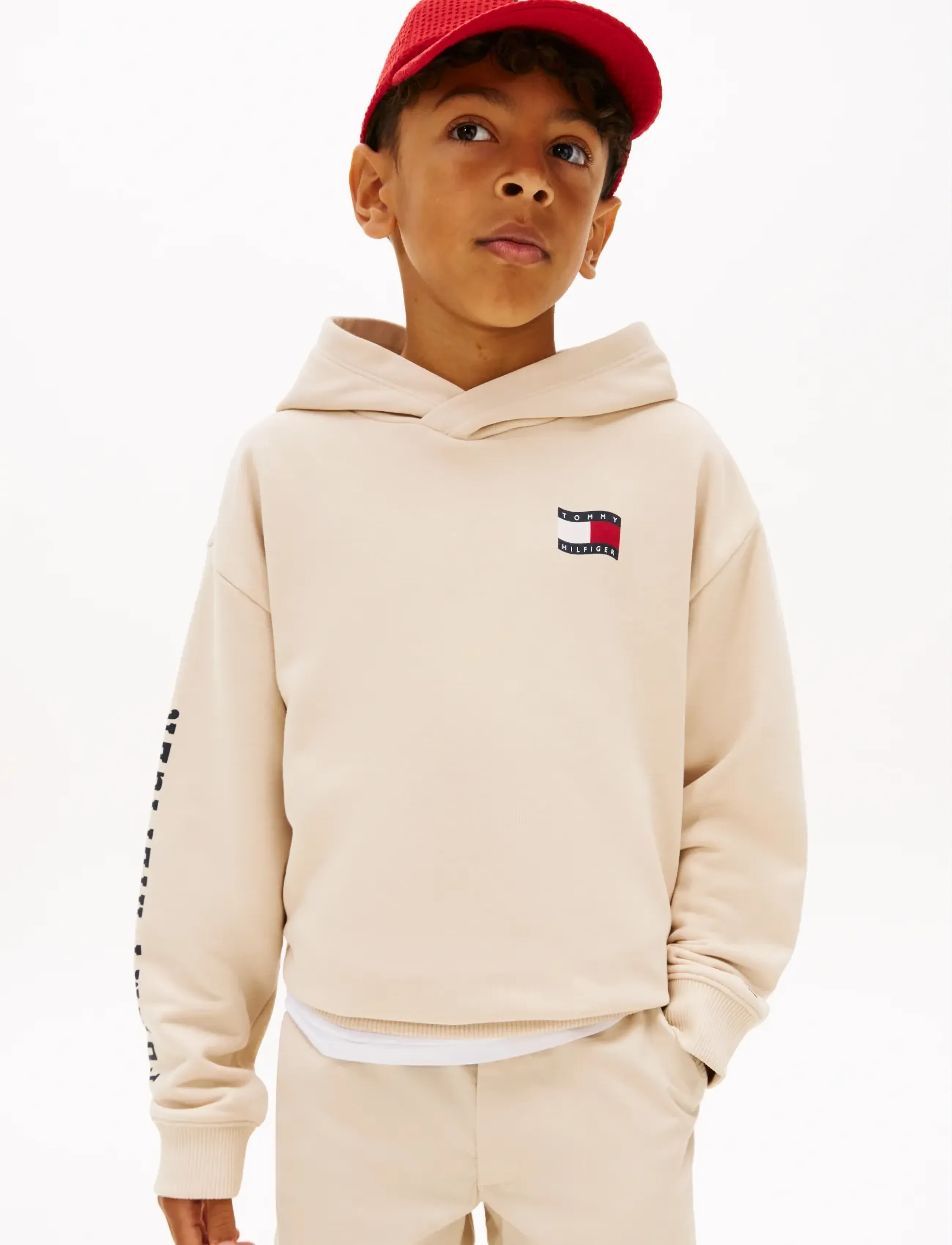 Tommy Hilfiger WAVY FLAG HOODIE - Overdele - CLASSIC BEIGE / cream