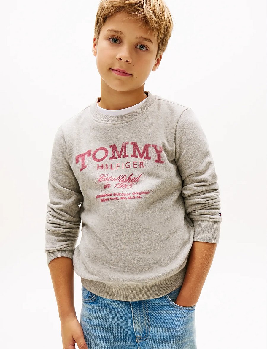 Tommy Hilfiger - TOMMY FADED PRINT SWEATSHIRT - sweatshirts - mid grey heather - 0