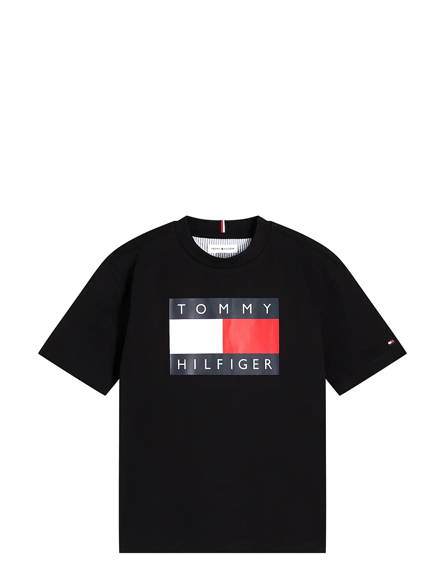 Tommy Hilfiger - HERITAGE PRINTED FLAG T-SHIRT - kortærmede t-shirts - black - 1