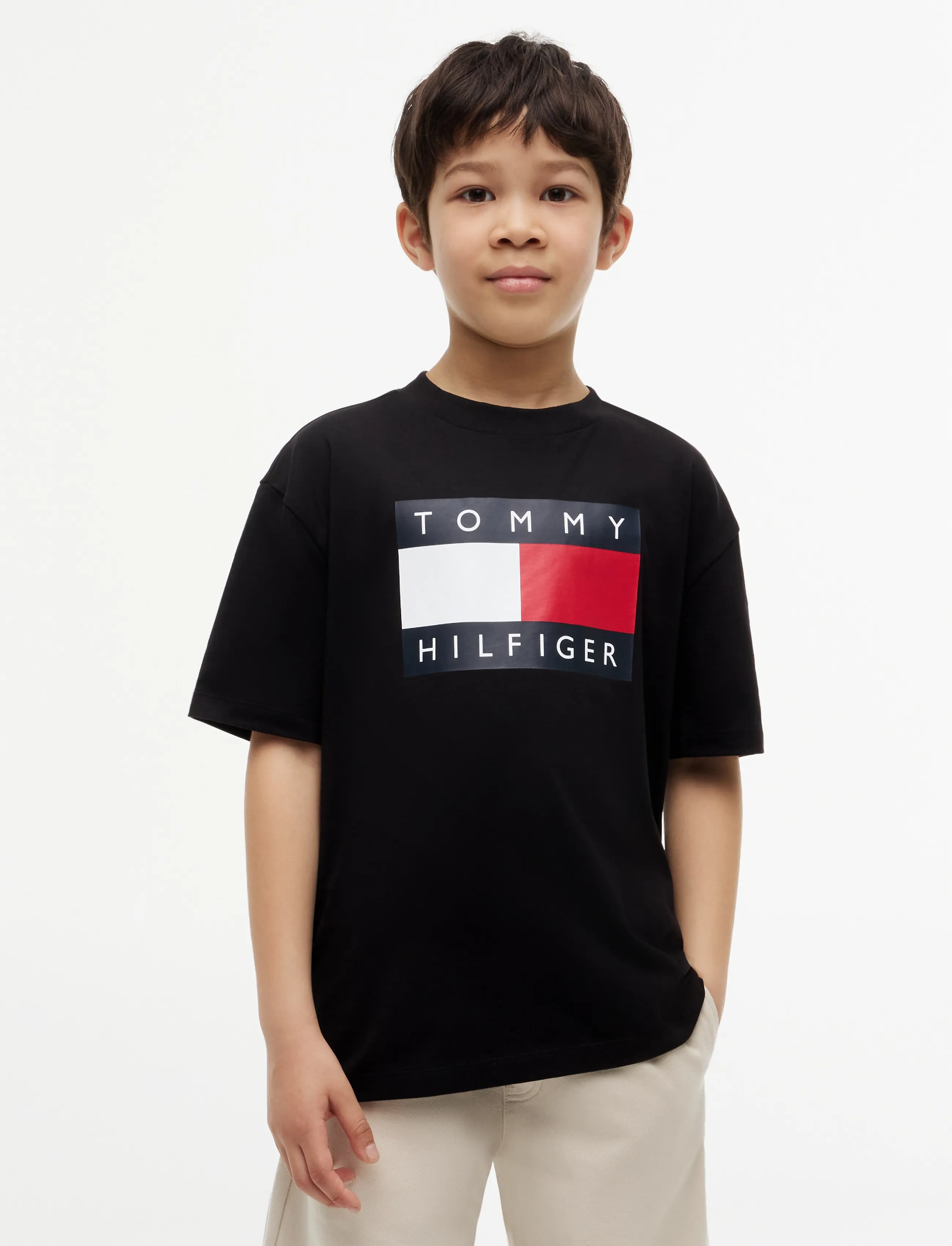 Tommy Hilfiger HERITAGE PRINTED FLAG T-SHIRT - Toppar & T-shirts - BLACK / black