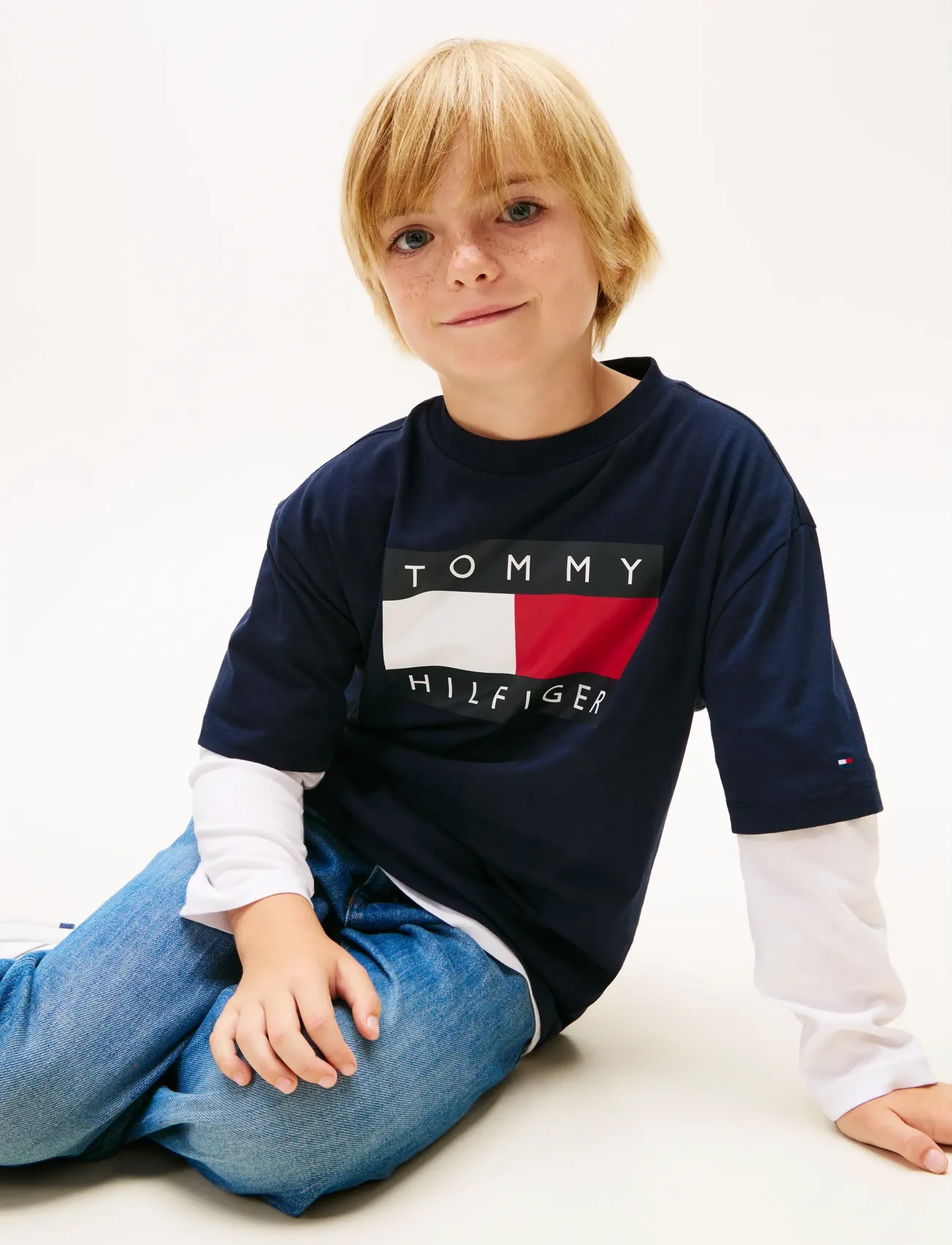 Tommy Hilfiger - HERITAGE PRINTED FLAG T-SHIRT - short-sleeved t-shirts - dark night navy - 4