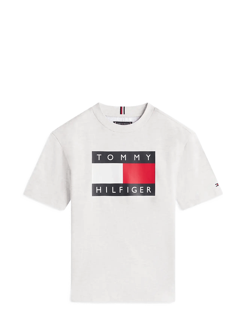 Tommy Hilfiger - HERITAGE PRINTED FLAG T-SHIRT - kurzärmelige - light grey heather - 1