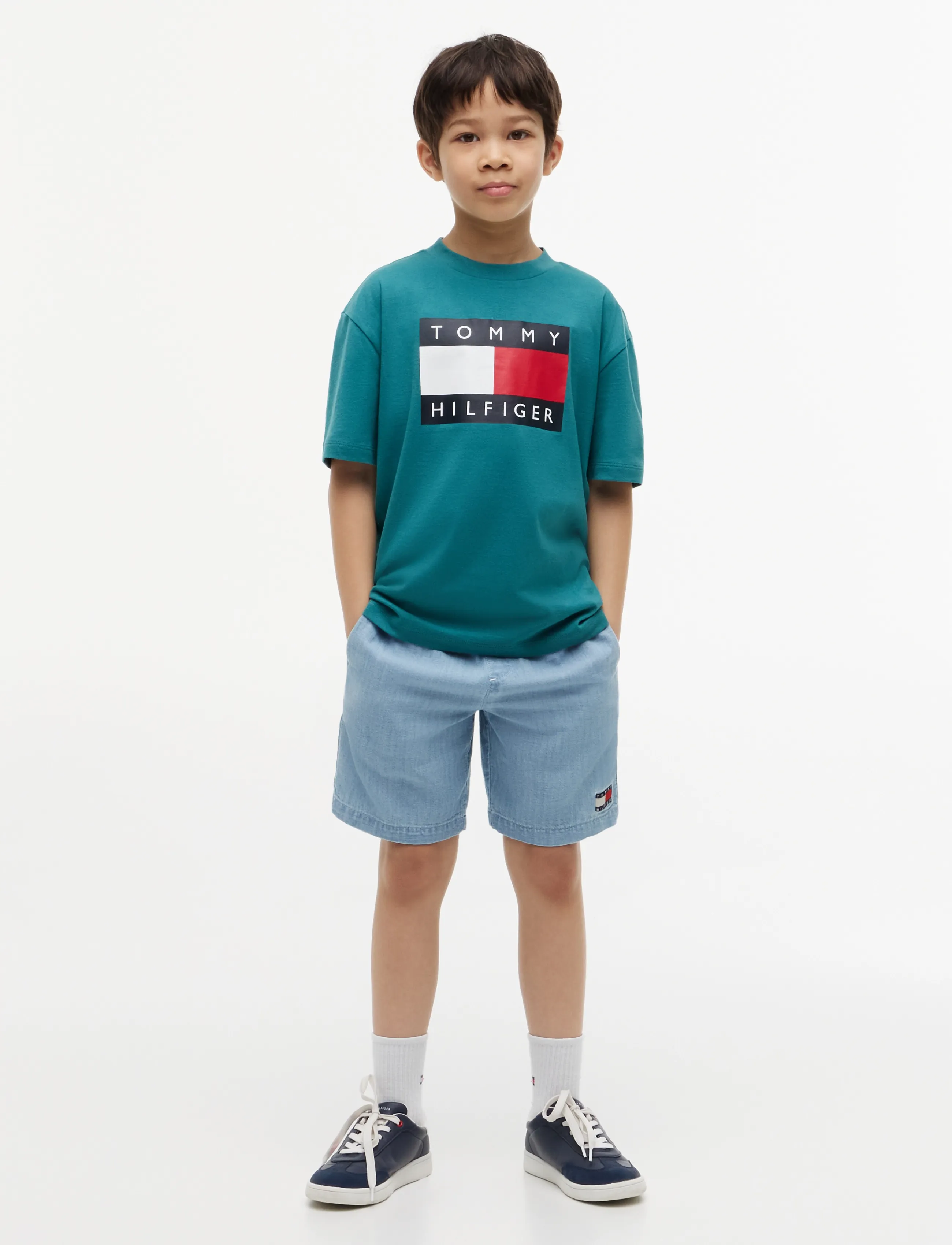 Tommy Hilfiger - HERITAGE PRINTED FLAG T-SHIRT - kurzärmelige - platinum teal - 4