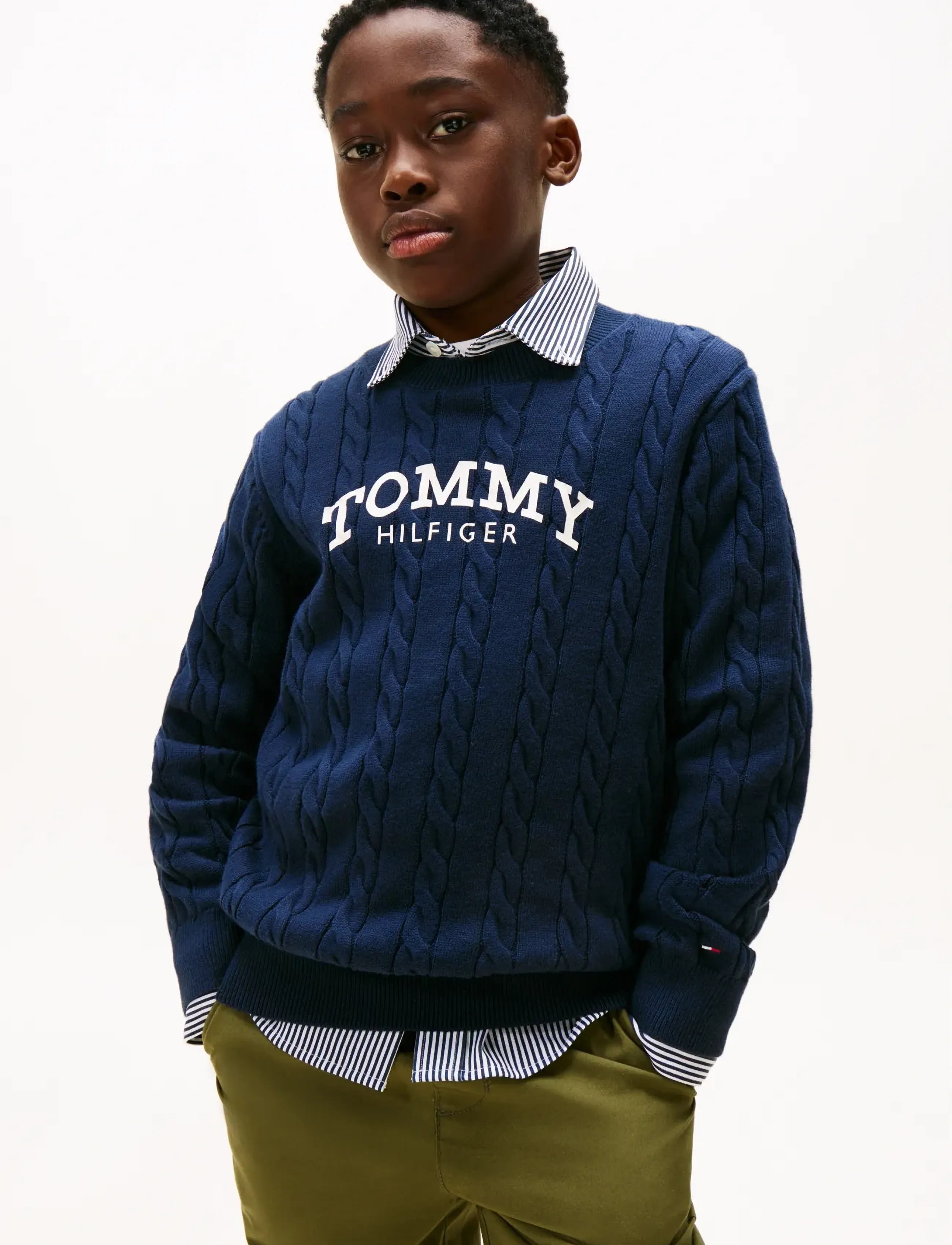 Tommy Hilfiger GRAPHIC CABLE CN SWEATER - Overdele - DARK NIGHT NAVY / navy
