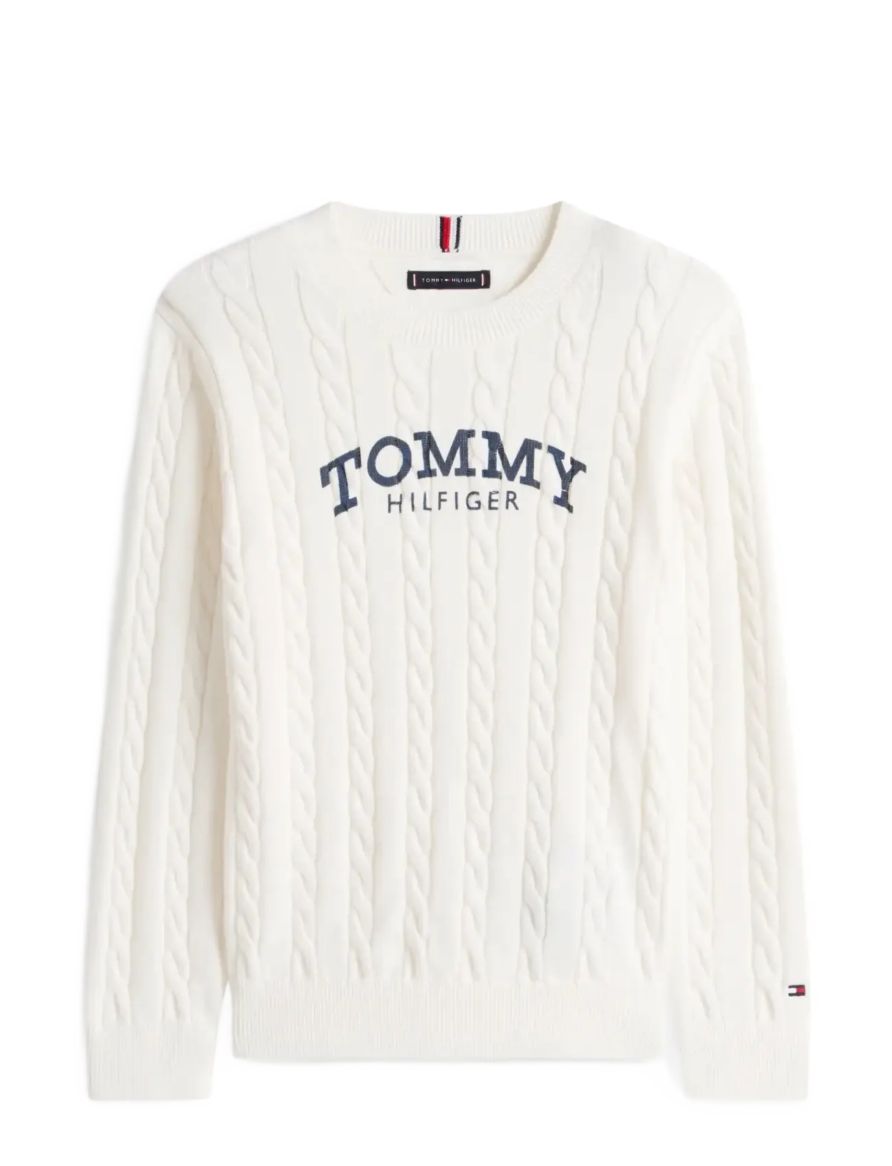 Tommy Hilfiger GRAPHIC CABLE CN SWEATER - Kinder 98-134 - IVORY SILK / white