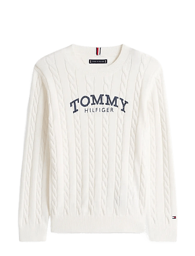 Tommy Hilfiger GRAPHIC CABLE CN SWEATER - Strickmode - IVORY SILK / white