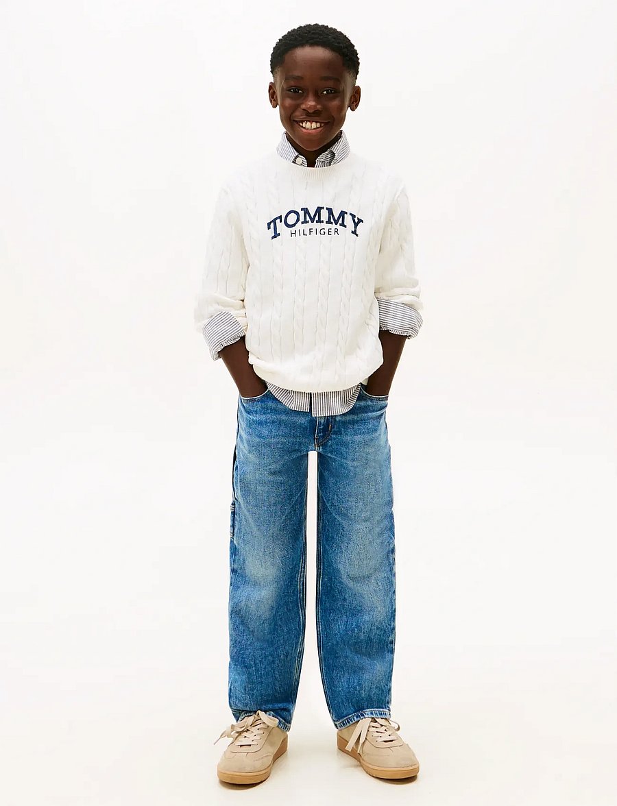 Tommy Hilfiger - GRAPHIC CABLE CN SWEATER - džemprid - ivory silk - 0