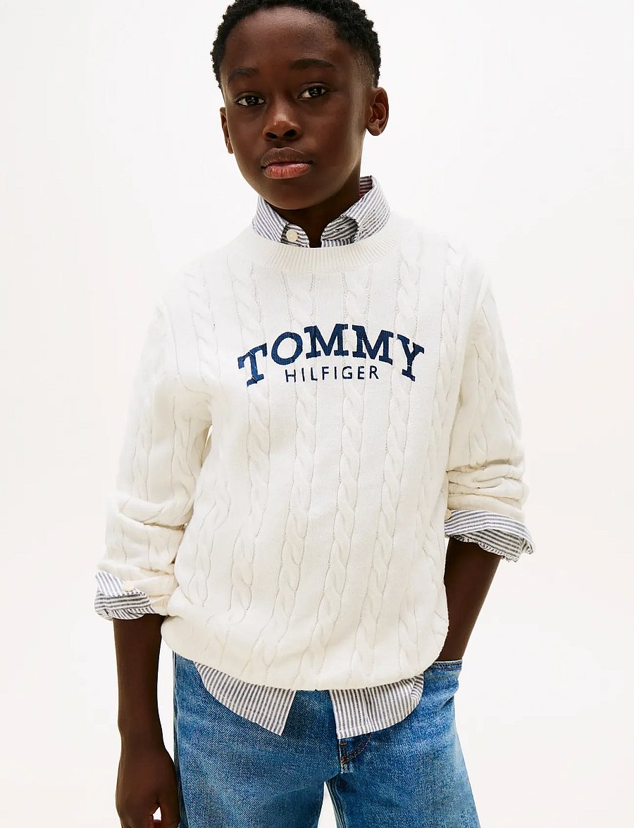Tommy Hilfiger - GRAPHIC CABLE CN SWEATER - džemprid - ivory silk - 3