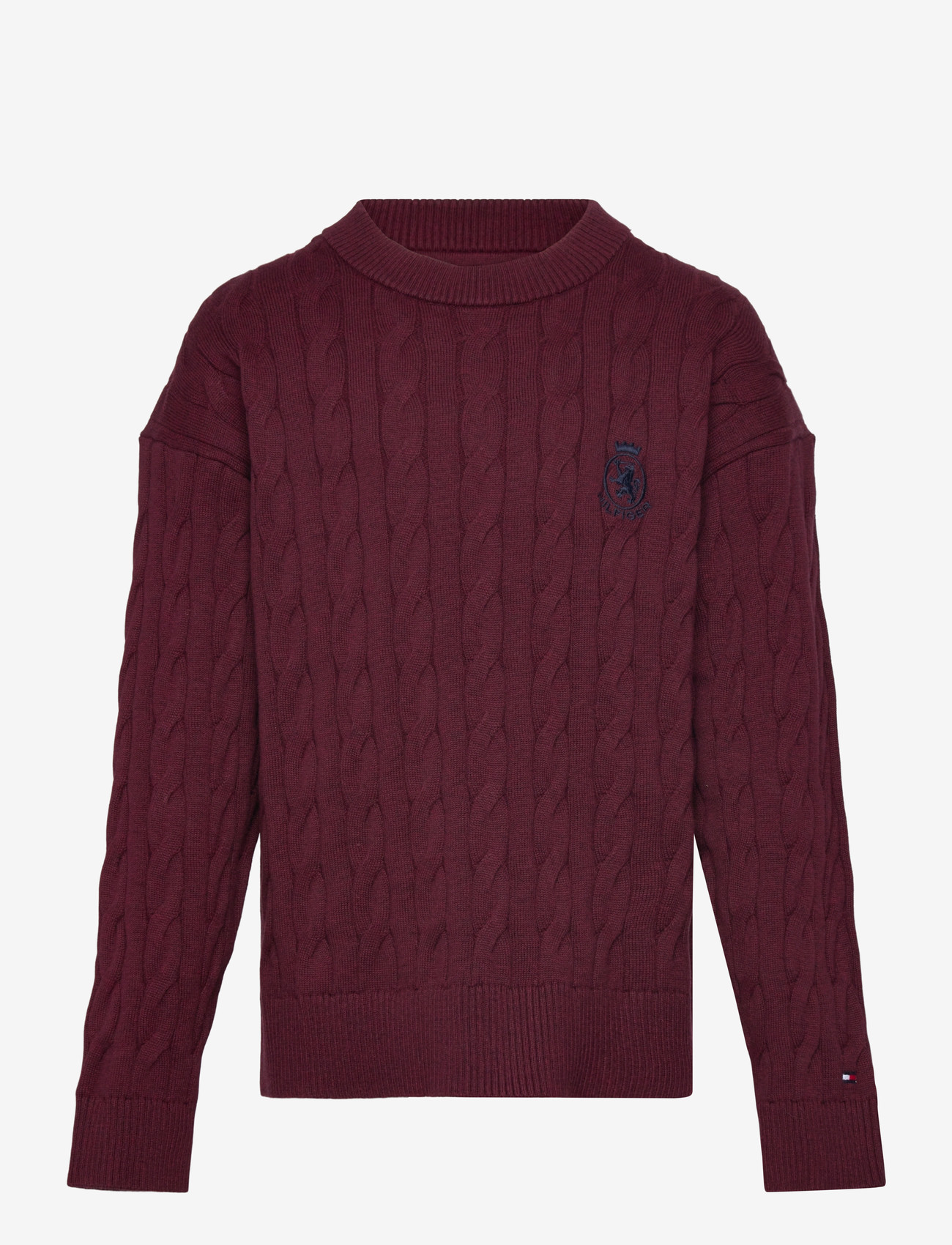 Tommy Hilfiger - COTTON CABLE CREST C-NK SWEATER - džemprid - deep burgundy heather - 1