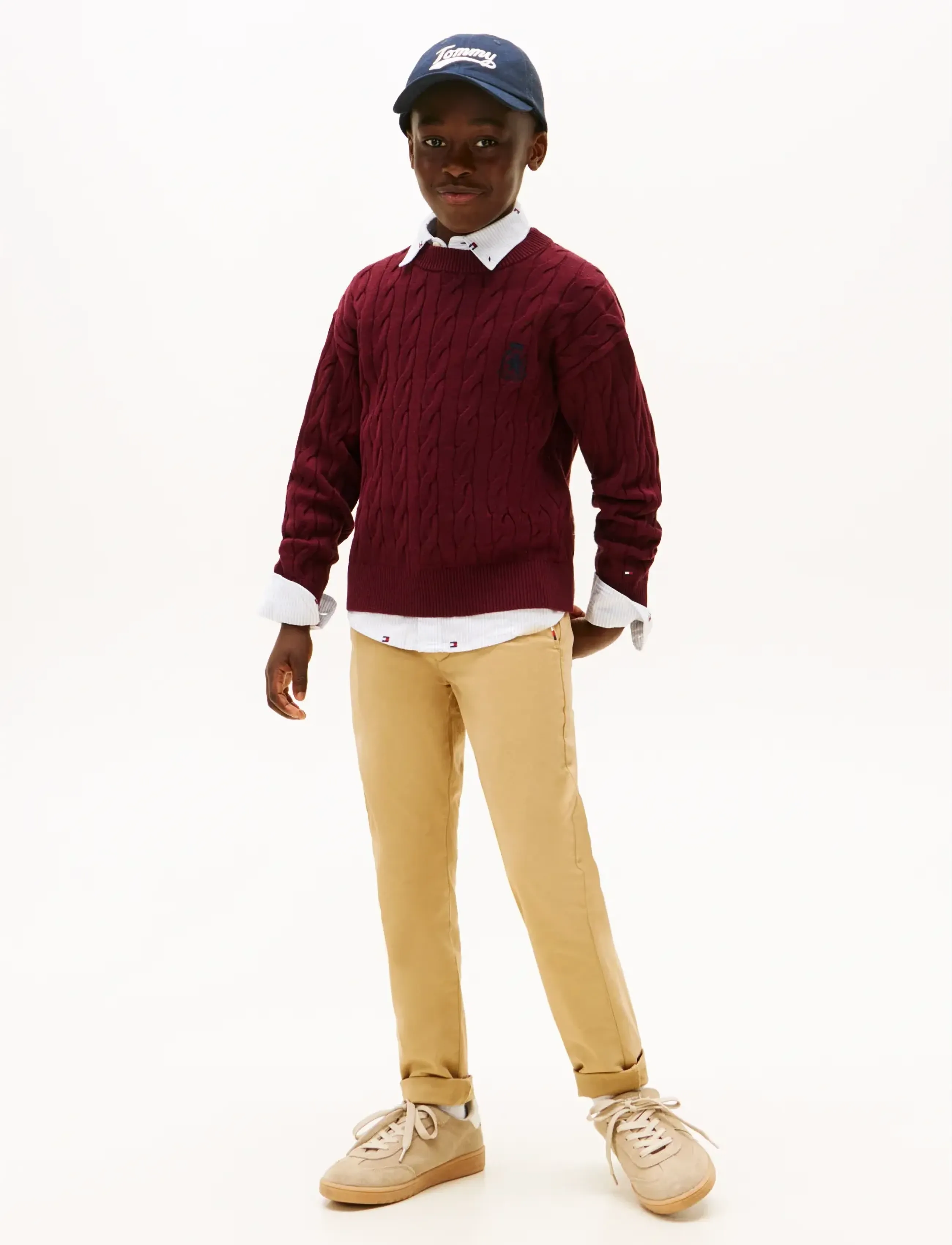 Tommy Hilfiger - COTTON CABLE CREST C-NK SWEATER - trøjer - deep burgundy heather - 3