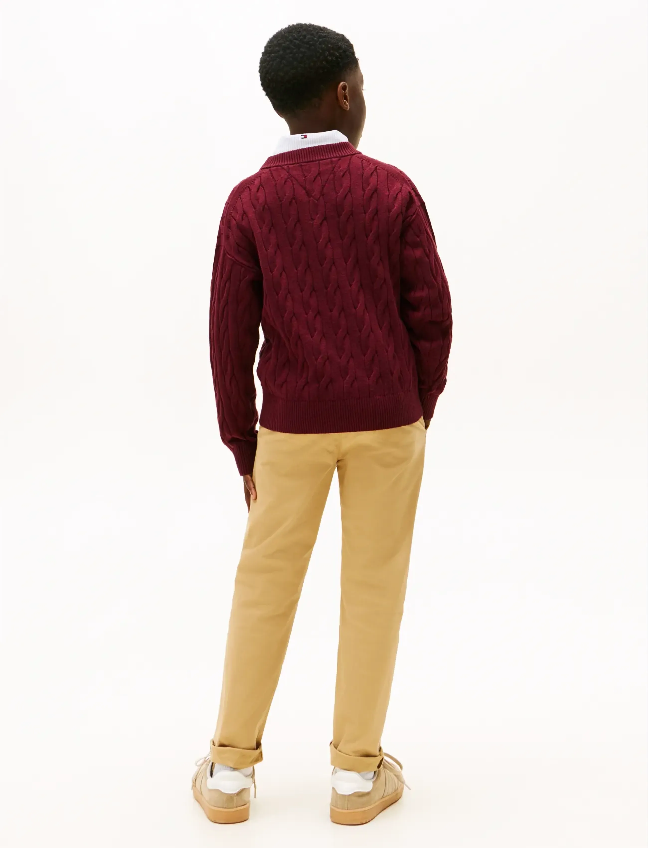 Tommy Hilfiger - COTTON CABLE CREST C-NK SWEATER - trøjer - deep burgundy heather - 4