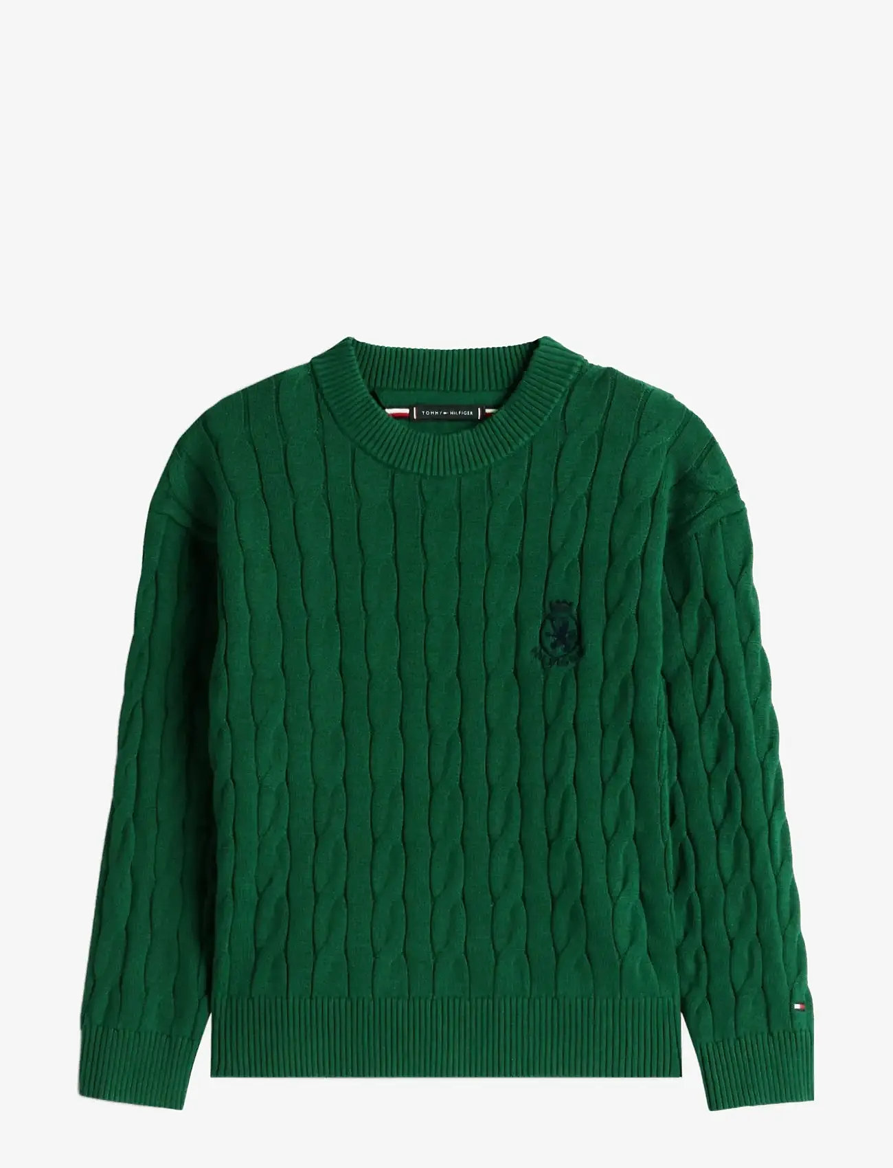 Tommy Hilfiger - COTTON CABLE CREST C-NK SWEATER - stickade tröjor - ornamental green - 1